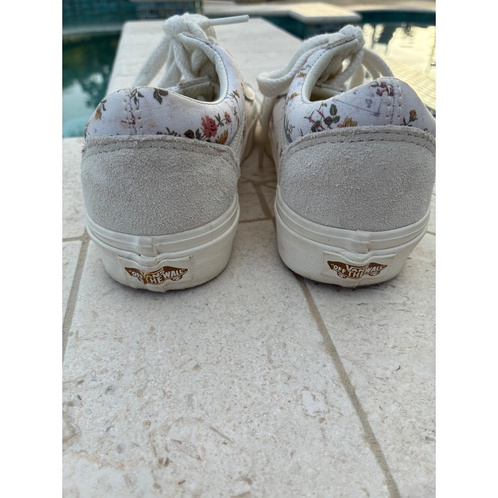 Vans Old Skool Floral Marshmallow Suede Sneakers Cream Low Top Womens 6 - Picture 4 of 6